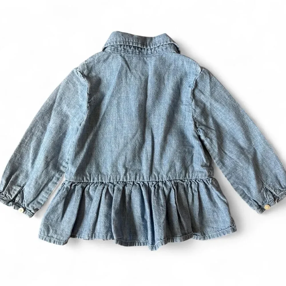 Ralph Lauren Chambray Peplum Top & Floral Leggings Set 12M